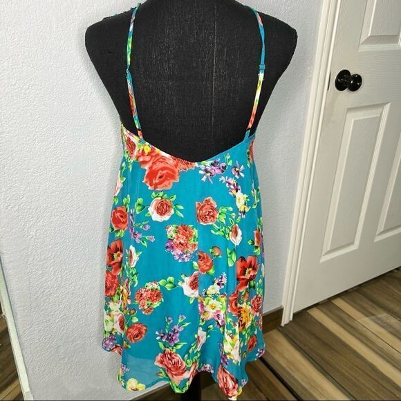 Show Me Your Mumu Aqua Blue Floral Strap Sheath Aqua Blue Mini Dress Sz S - Picture 2 of 12